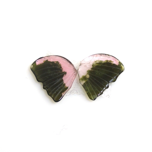 Bi- Color Tourmaline Butterfly Wing Shape Slice 14x10mm Matching Pair 5.70 Carat