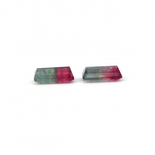 Bi Color Tourmaline Emerald Cut 9x5mm Matching Pair With Approximately 3.68 Carat Weight.