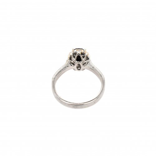 Black Diamond Oval 1.42 Carat Ring In 14k White Gold With Accent Diamonds