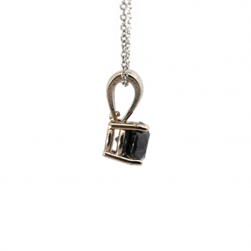 Black Diamond Round 0.12 Carat Pendant In 14k White Gold(chain Not Included)
