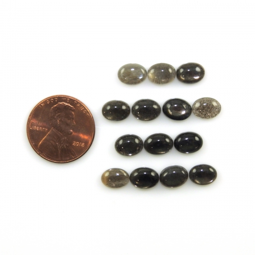 Black Moonstone Cabs Oval 8x6mm Approximately 15 Carat