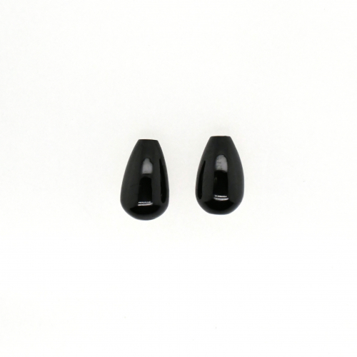 Black Onyx Briolette Shape 10X6mm Half Top Drilled Beads Matching Pair Approximately 7 Carat