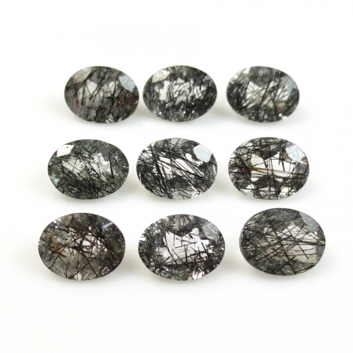 Gemstones-BLACK RUTILATED QUARTZ OVAL 8X6MM APPROX 9 CARAT- 9.00 Oval