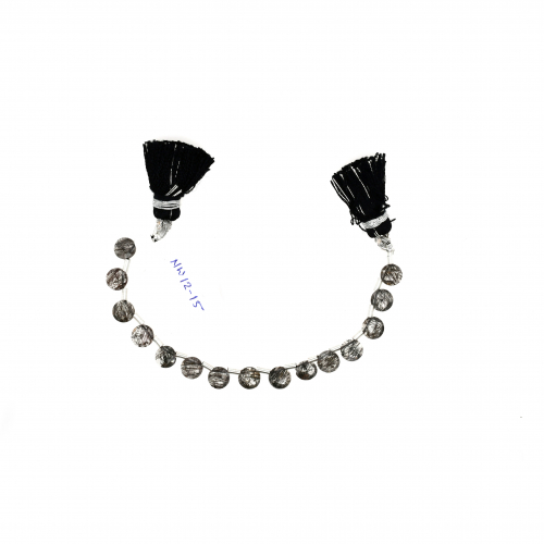 Black Rutile Drop Coin Shape 6mm Drilled Beads 15 Pieces Line