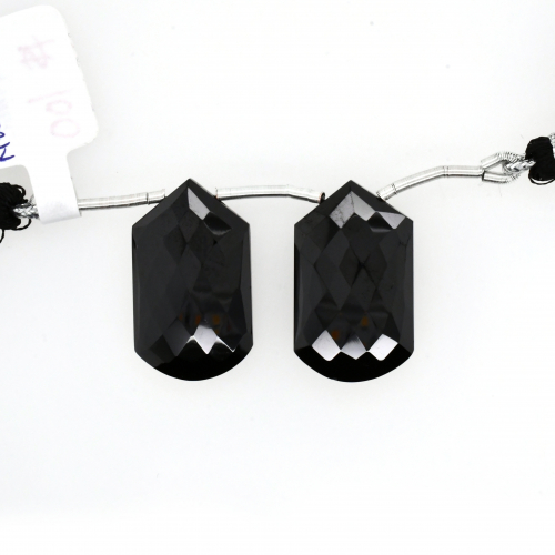 Black Spinel Drops Fancy Shape 25x15mm Drilled Bead Matching Pair
