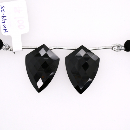 Black Spinel Drops Shield Shape 26x18mm Drilled Bead Matching Pair