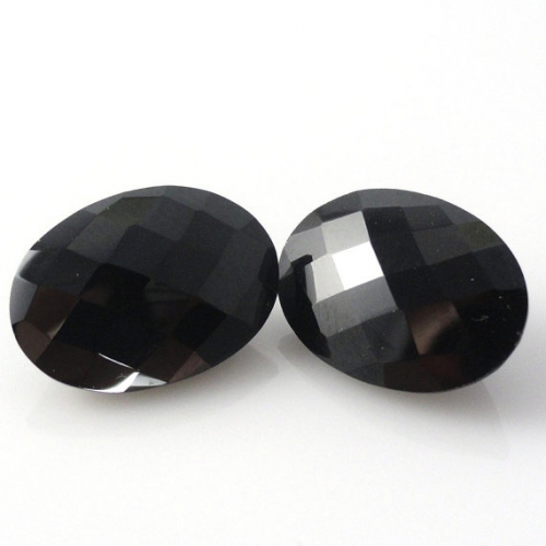 Black Spinel Oval 14x10mm Matching Pair Approximately 13 Carat