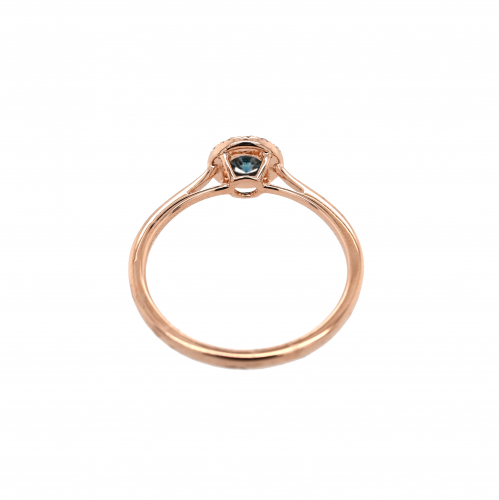 Blue Diamond Round 0.20 Carat Ring with Accent White Diamonds in 14K Rose Gold