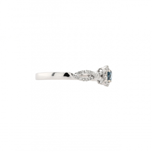 Blue Diamond Round 0.25 Carat Ring With Accent White Diamonds In 14k White Gold