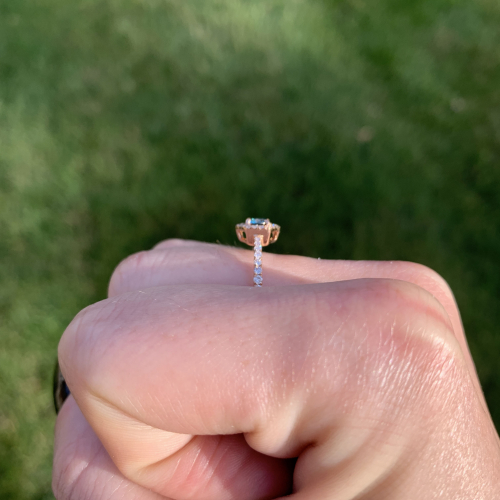 Blue Diamond Round 0.34 Carat Ring in 14K Rose Gold with Accent Diamonds (RG4020)