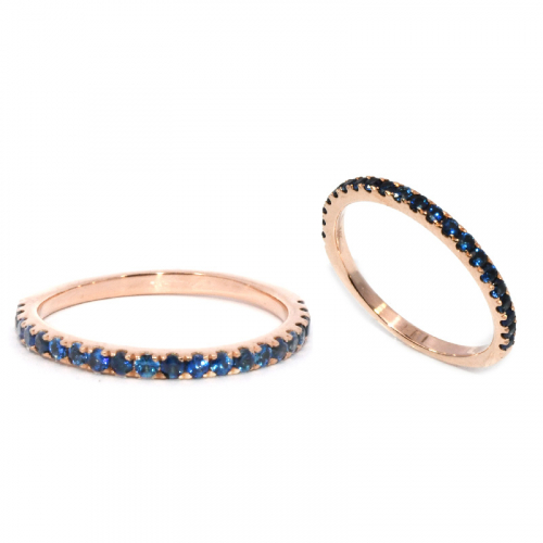 Blue Sapphire 0.41 Carat Stackable Ring Band in 14K Rose Gold