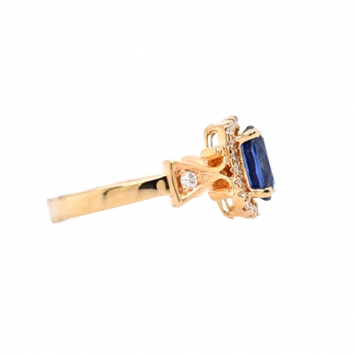 Blue Sapphire 1.65 Carat Ring With Diamond Accent in 14K Yellow Gold
