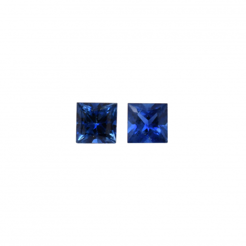 Blue Sapphire Princess Cut 3.5mm Matching Pair Approximately 0.47 Carat