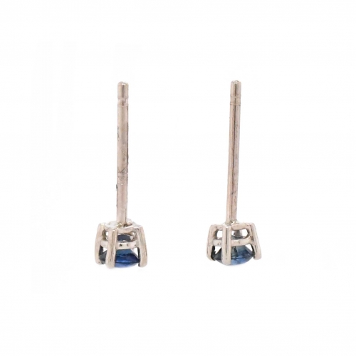 Blue Sapphire Round 0.30 Carat Stud Earrings in 14K White Gold