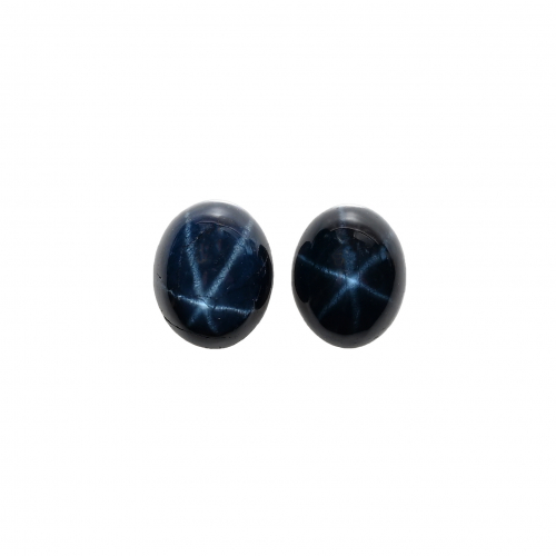 Blue Star Sapphire Cab Oval 10x8mm Matching Pair Approximately 9 Carat