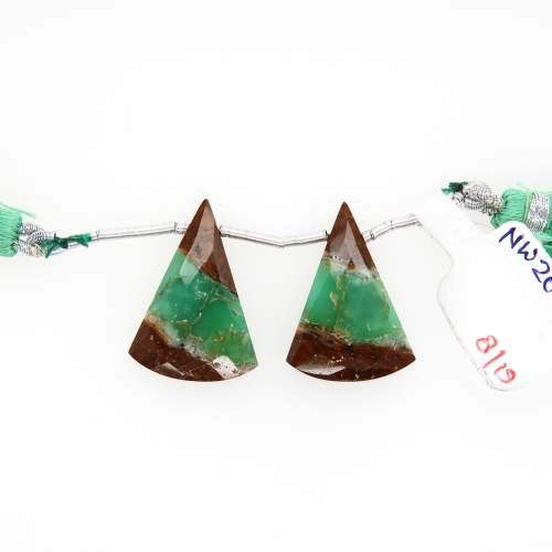 Boulder Chrysoprase Drop Conical Shape 25x16mm Drilled Beads Matching Pair