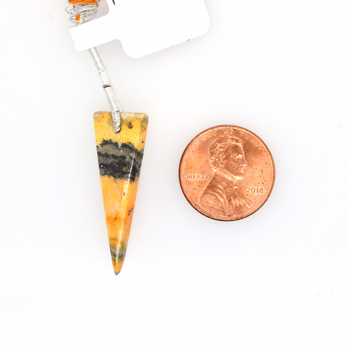 Bumble Bee Jasper Drop Trillion Shape 32x11mm Drilled Bead Single Piece