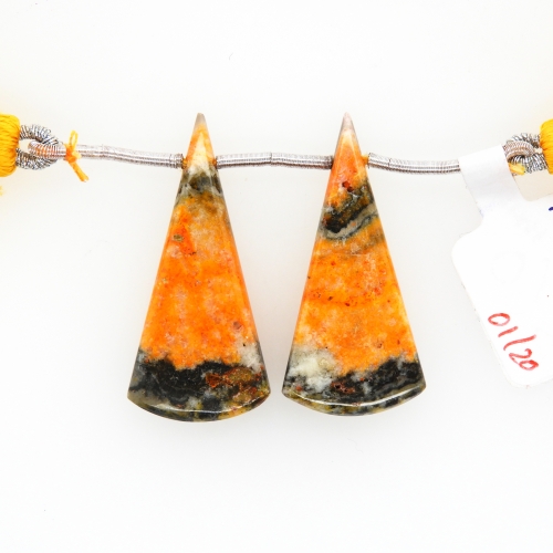 Bumble Bee Jasper Drops Conical Shape 35x15mm Drilled Bead Matching Pair