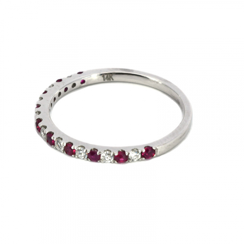Burmese Ruby Round 0.31 Carat Ring Band In 14k White Gold With Accent Diamonds (rg4581)