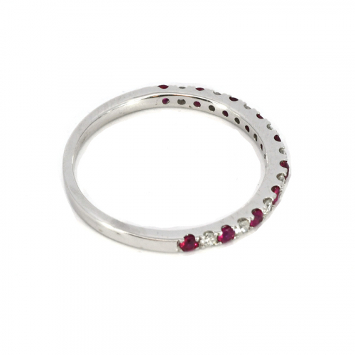 Burmese Ruby Round 0.31 Carat Ring Band In 14k White Gold With Accent Diamonds (rg4581)