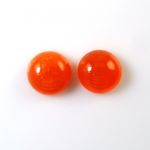 Carnelian Cab Round 11mm Matching Pair Approximately 9 Carat