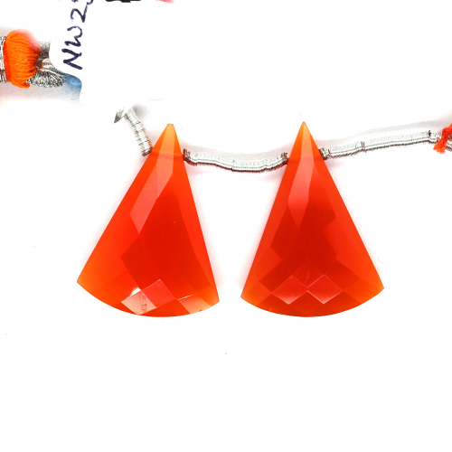 Carnelian Drops Conical Shape 24x17mm Drilled Bead Matching Pair