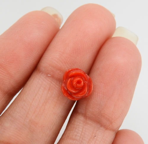 Carved Red Coral Flower 8mm Drilled bead