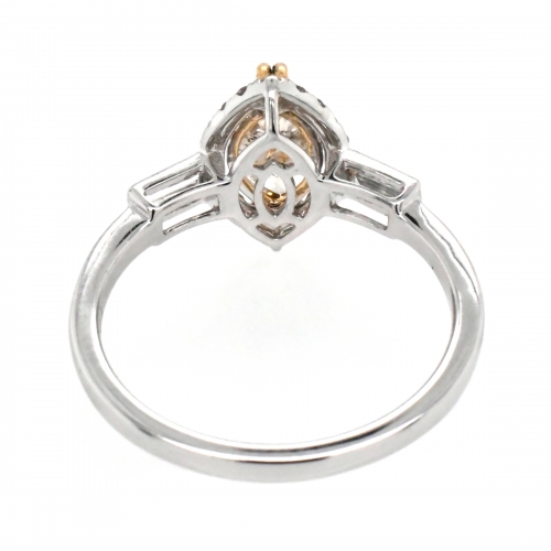 Champagne Diamond Marquise 1.04 Carat Ring With Diamond Accent in 14K White Gold