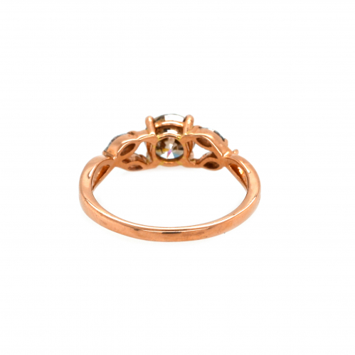 Champagne Diamond Round 1.0 Carat Ring In Rose Gold With Diamond Accent