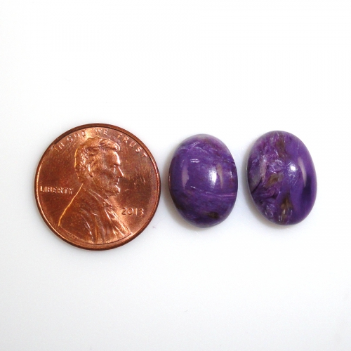 Charoite Cab Oval 14x10mm Matched Pair Approximately 13 Carat
