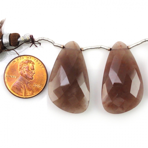 Cherry Quartz Drops Wing Shape 31x18mm Drilled Beads Matching Pair