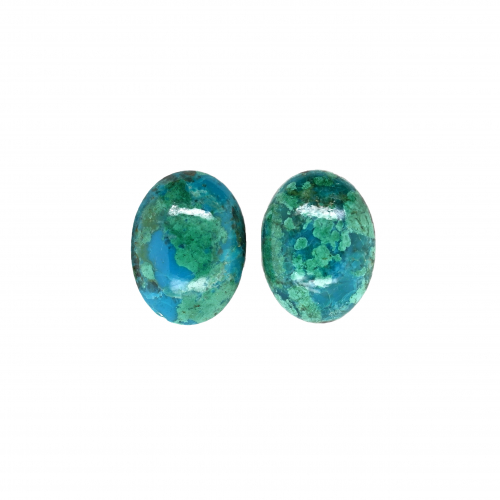 Chrysocolla Cab Oval 16x12mm Matching Pair Approximately 14 Carat.