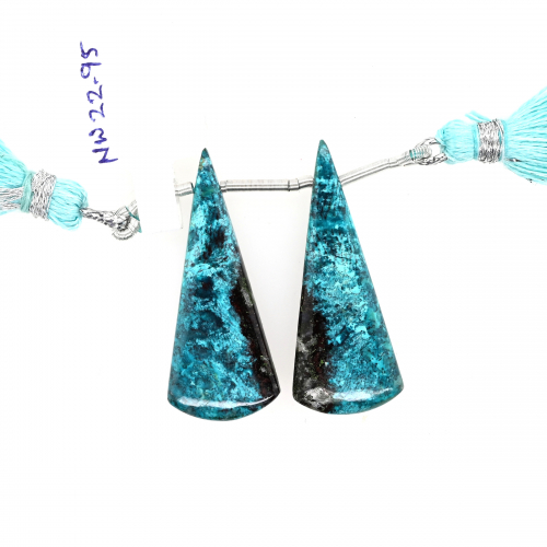 Chrysocolla Drops Conical Shape 30x13mm Drilled Bead Matching Pair