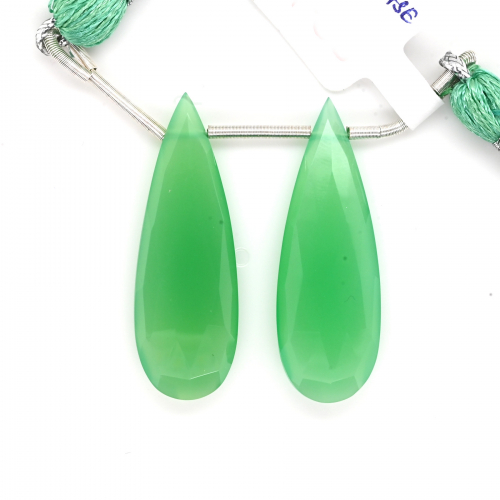 Chrysoprase Chalcedony Drops Almond Shape 35x12mm Drilled Bead Matching Pair