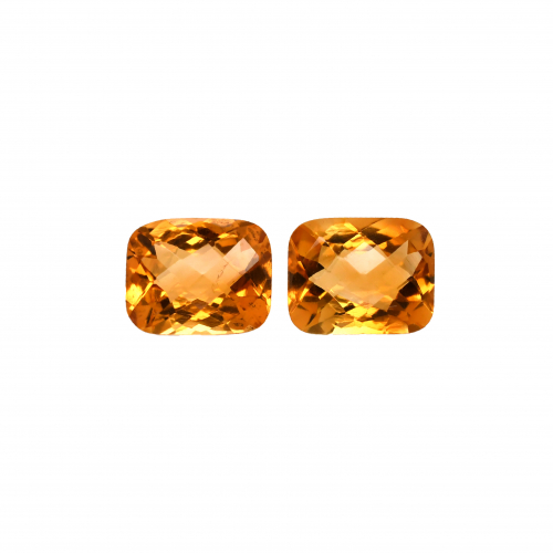 Citrine Emerald Cushion 10x8mm Matching Pair Approximately 6 Carat