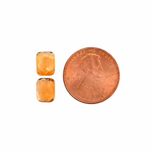 Citrine Emerald Cushion 8x6mm Matching Pair Approximately 2.90 Carat