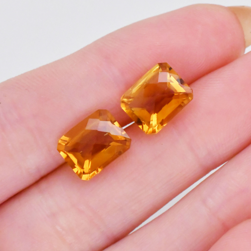 Citrine Emerald Cut 10x8mm Matching Pair Approximately 6.20 Carat