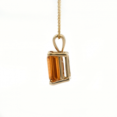 Citrine Emerald Cut 2.78 Carat Pendant In 14k Yellow Gold ( Chain Not Included )