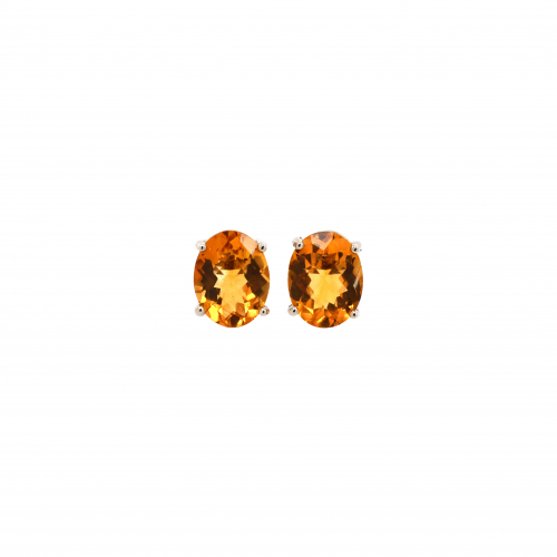 Citrine Oval 3.38 Carat Stud Earrings In 14k White Gold