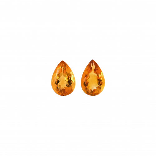 Citrine Pear Shape 12x8mm Matching Pair Approximately 5.35 Carat