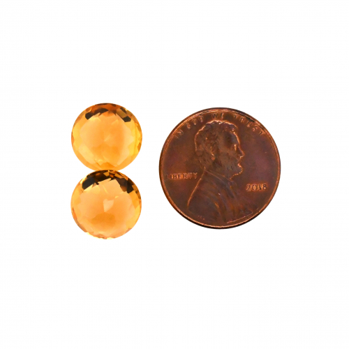 Citrine Round Shape 11mm Approximately 9.50 Carat Matching Pair