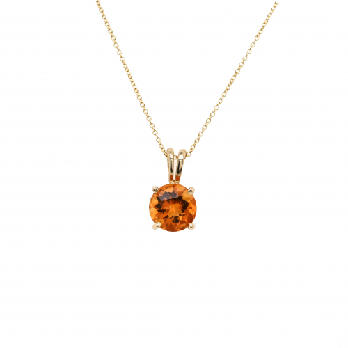 Citrine Round Shape 1.56 Carat Pendant In 14k Yellow Gold ( Chain Not Included )