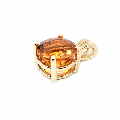 Citrine Round Shape 1.77 Carat Pendant in 14K Yellow Gold ( Chain Not Included )