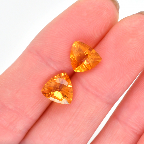 Citrine Trillion 8mm Matching Pair Approximately 3.20 Carat
