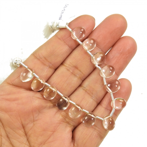 Clear Quartz Drops Oval 9x7mm Drilled Beads 13 Pieces Line