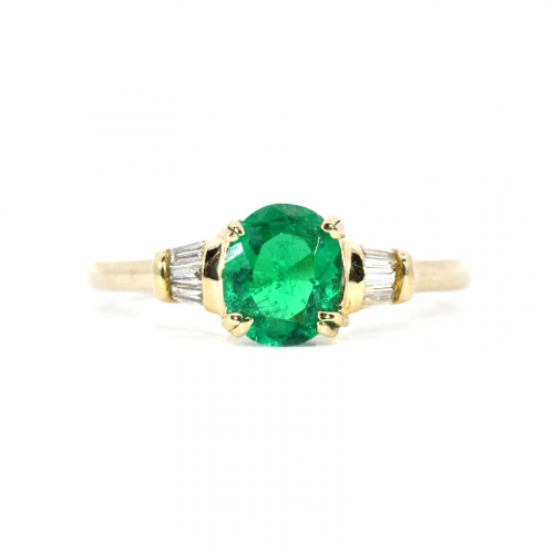 Colombian Emerald 0.75 Carat Ring In 14k Yellow Gold Accented With Diamonds