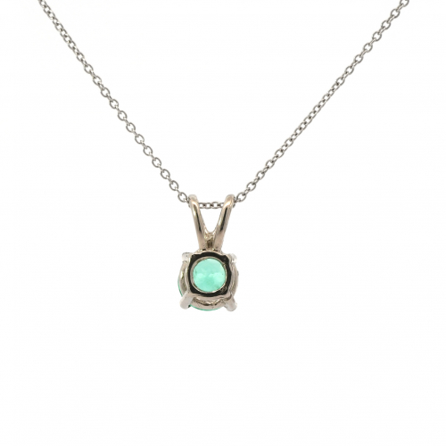 Colombian Emerald Round 0.49 Carat Pendant In 14k White Gold(chain Not Included)