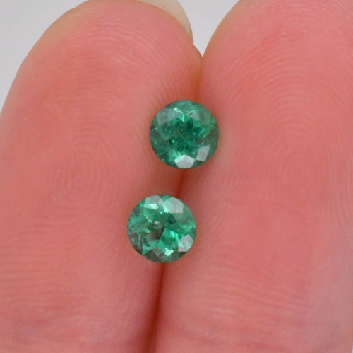 Colombian Emerald Round 4.5mm Matching Pair Approximately 0.60 Carat