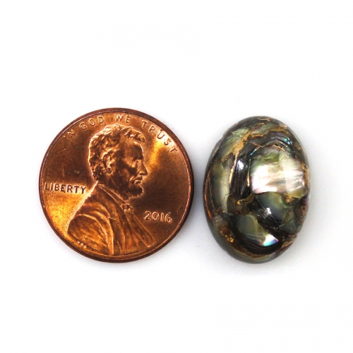 Copper Abalone Shell Cab Oval 18x13mm Approximately 12 Carat