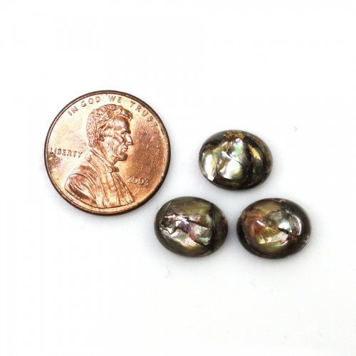 Copper Abalone Shell Cabs Oval 9x11mm Approximately 10 Carat